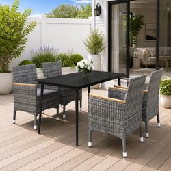 Comfortable 5 Piece Garden Dining Set with Cushions