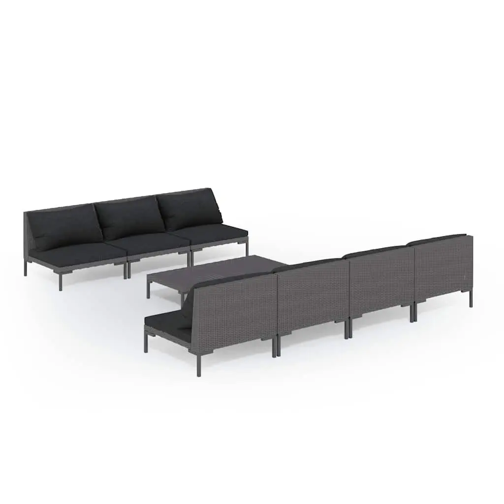 8 Piece Garden Lounge Set with Cushions Outdoor Patio Furniture Grey Rattan Sofa