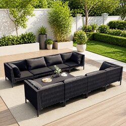 Comfortable 9 Piece Outdoor Lounge Set in Dark Grey