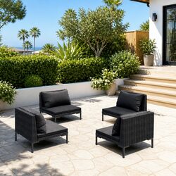 Reliable 4 Piece Garden Lounge Set with Thick Cushions