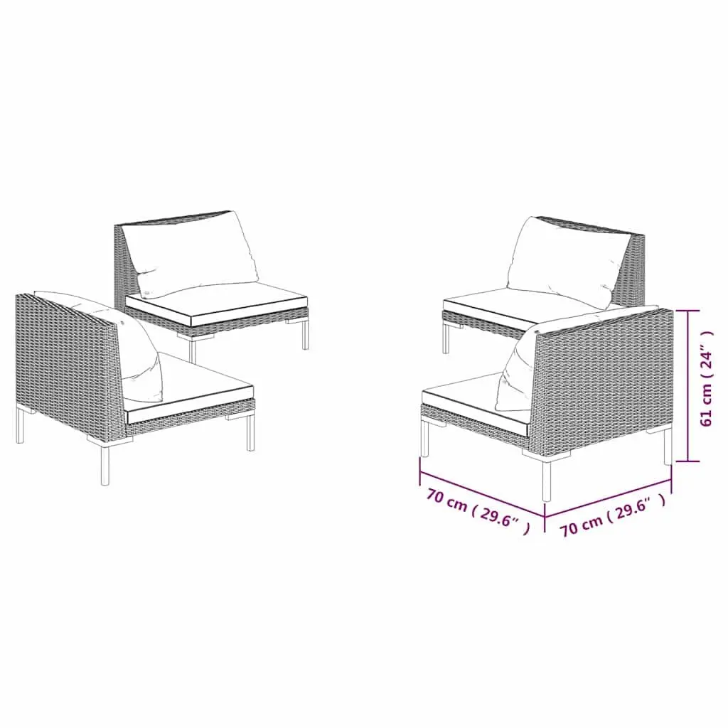4 Piece Garden Lounge Set Outdoor Patio Furniture Cushions Grey