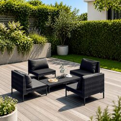 Reliable 5 Piece Garden Lounge Set with Grey Cushions