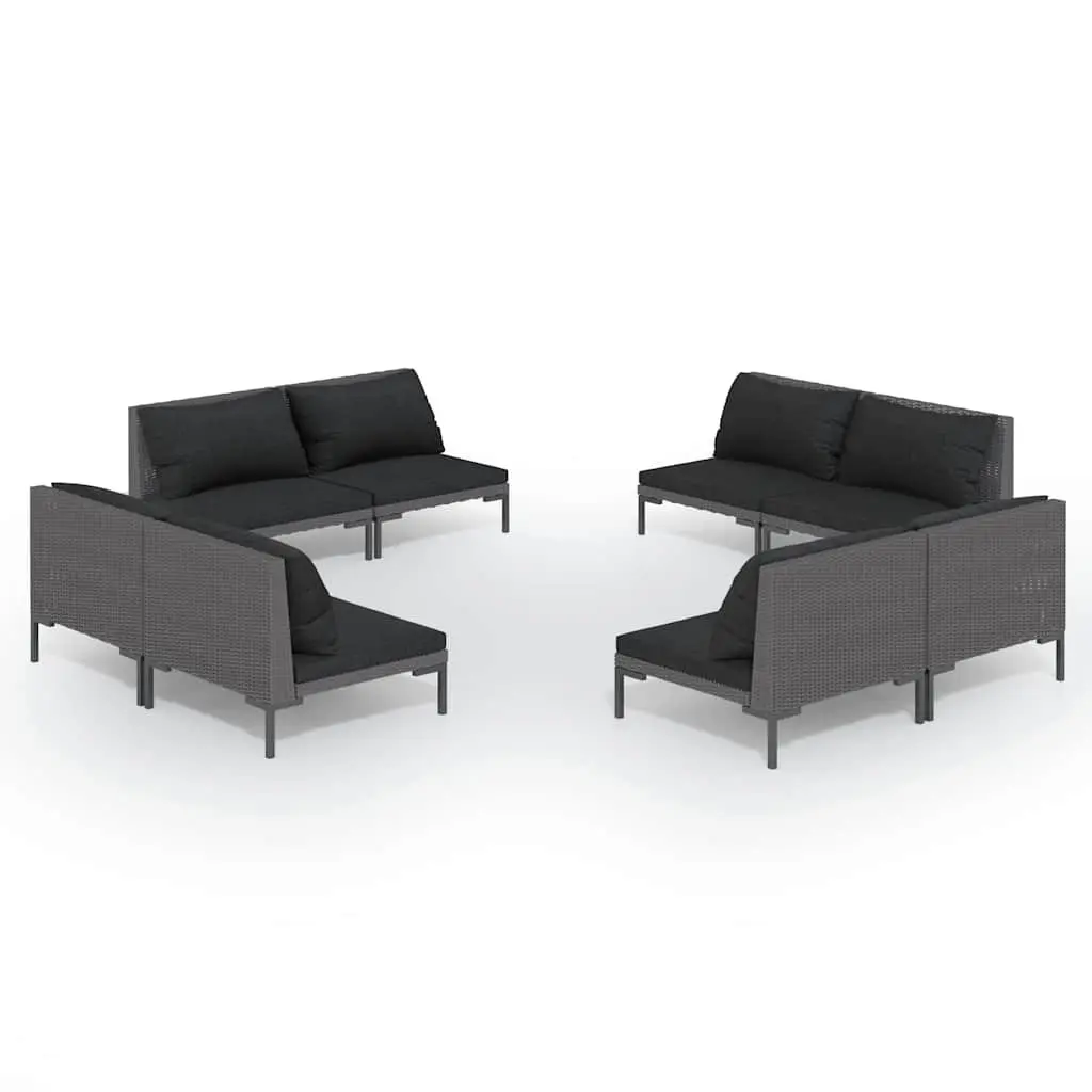 Outdoor Furniture Set 8 Piece Lounge Sofa Grey Rattan Garden Patio with Cushions