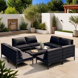 Comfortable 9 Piece Outdoor Lounge Set with Value