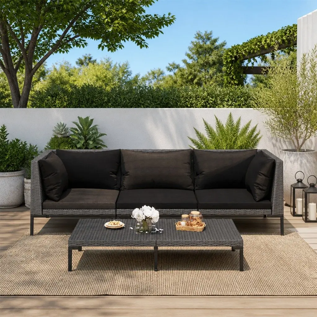 4 Piece Garden Lounge Set with Removable Cushions