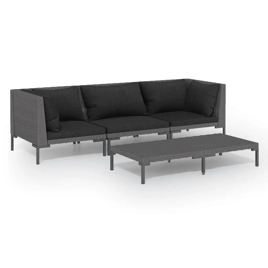 4 Piece Garden Lounge Set with Removable Cushions