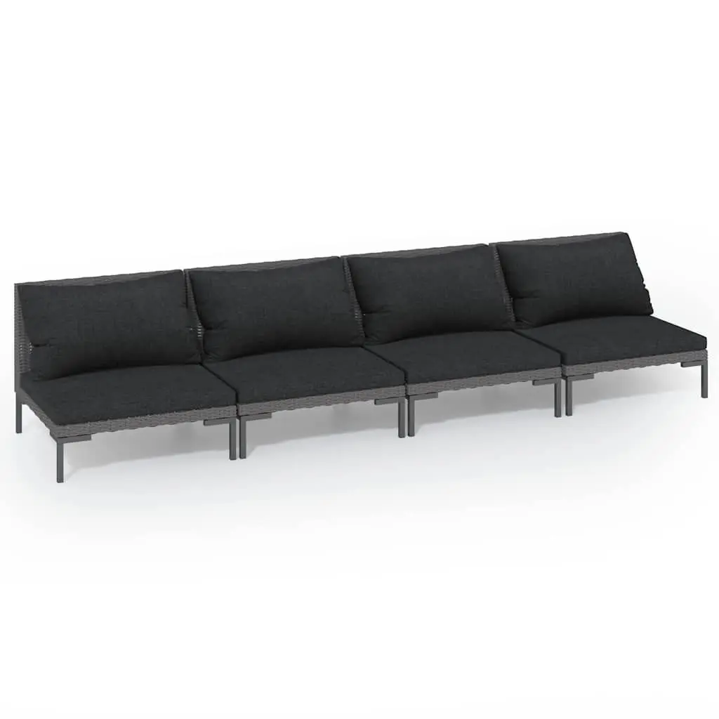 Garden Lounge Set Outdoor Furniture 4 Piece Patio Sofa Grey Cushions Rattan