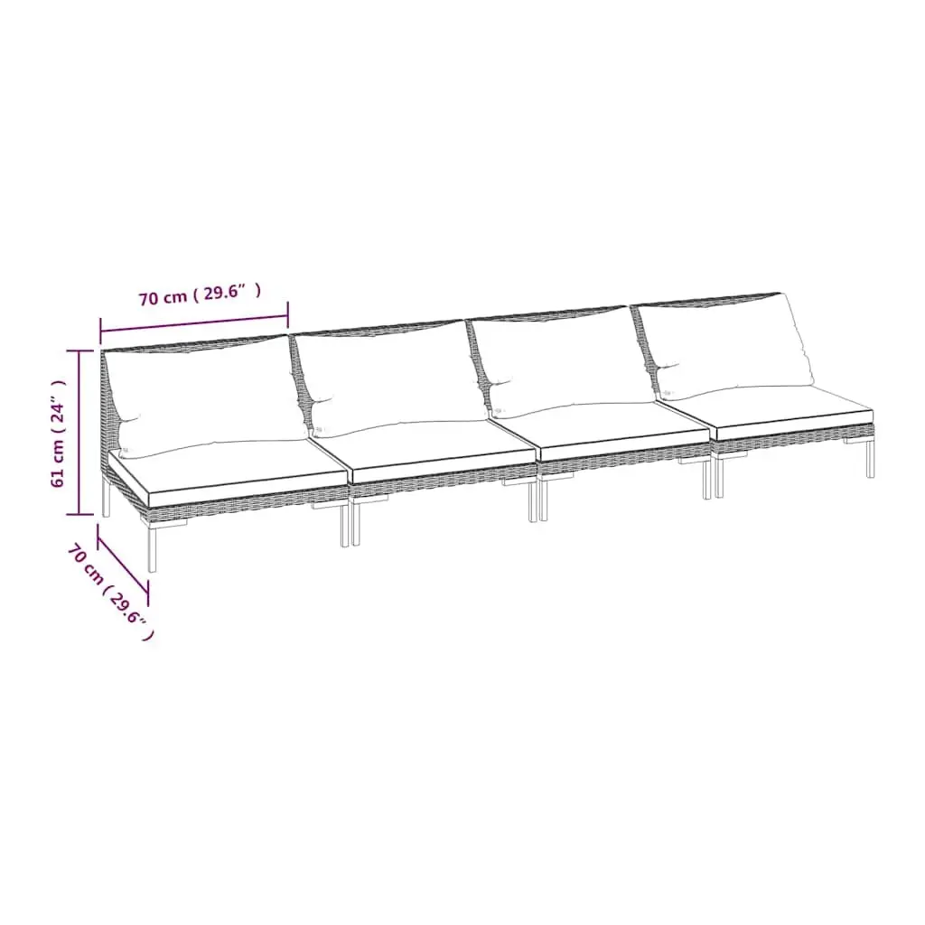 Garden Lounge Set Outdoor Furniture 4 Piece Patio Sofa Grey Cushions Rattan
