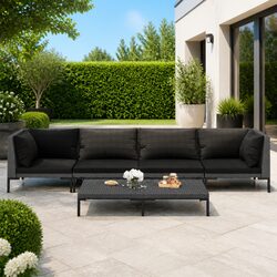 Value-Driven 5-Piece Grey Rattan Lounge Set for Outdoors