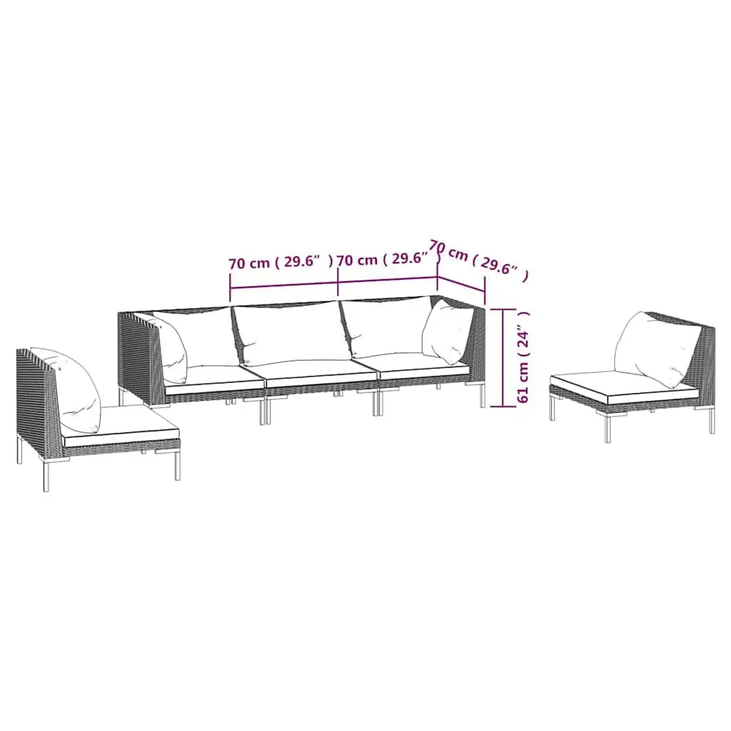Garden Lounge Set 5 Piece Outdoor Furniture Patio Sofa Grey