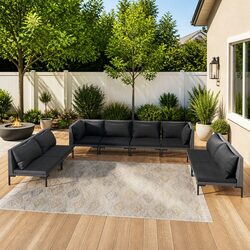 Comfortable 8-Piece Grey Outdoor Lounge Set