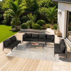 Comfortable 9-Piece Grey Lounge Set for Outdoor Enjoyment