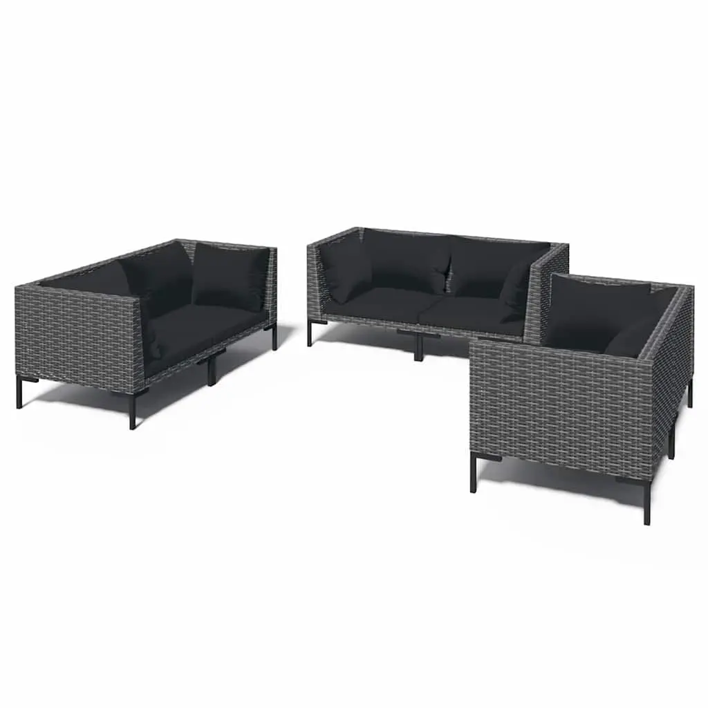 Outdoor Furniture Lounge Set 6 Piece Grey Patio Sofa PE Rattan Garden with Cushions