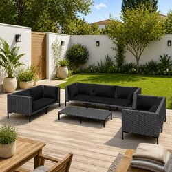 Comfortable and Reliable 8-Piece Lounge Set in Grey