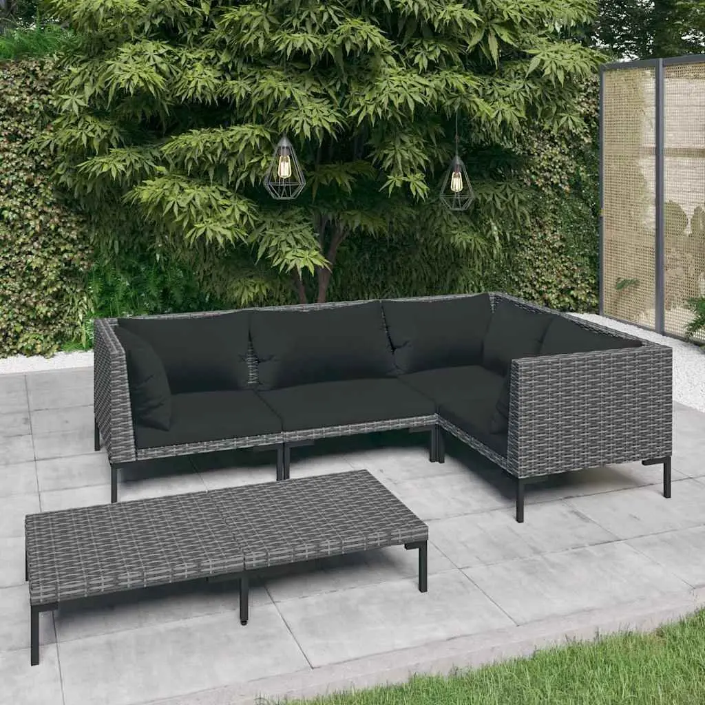 5 Piece Garden Lounge Set Outdoor Patio Furniture Cushions Grey