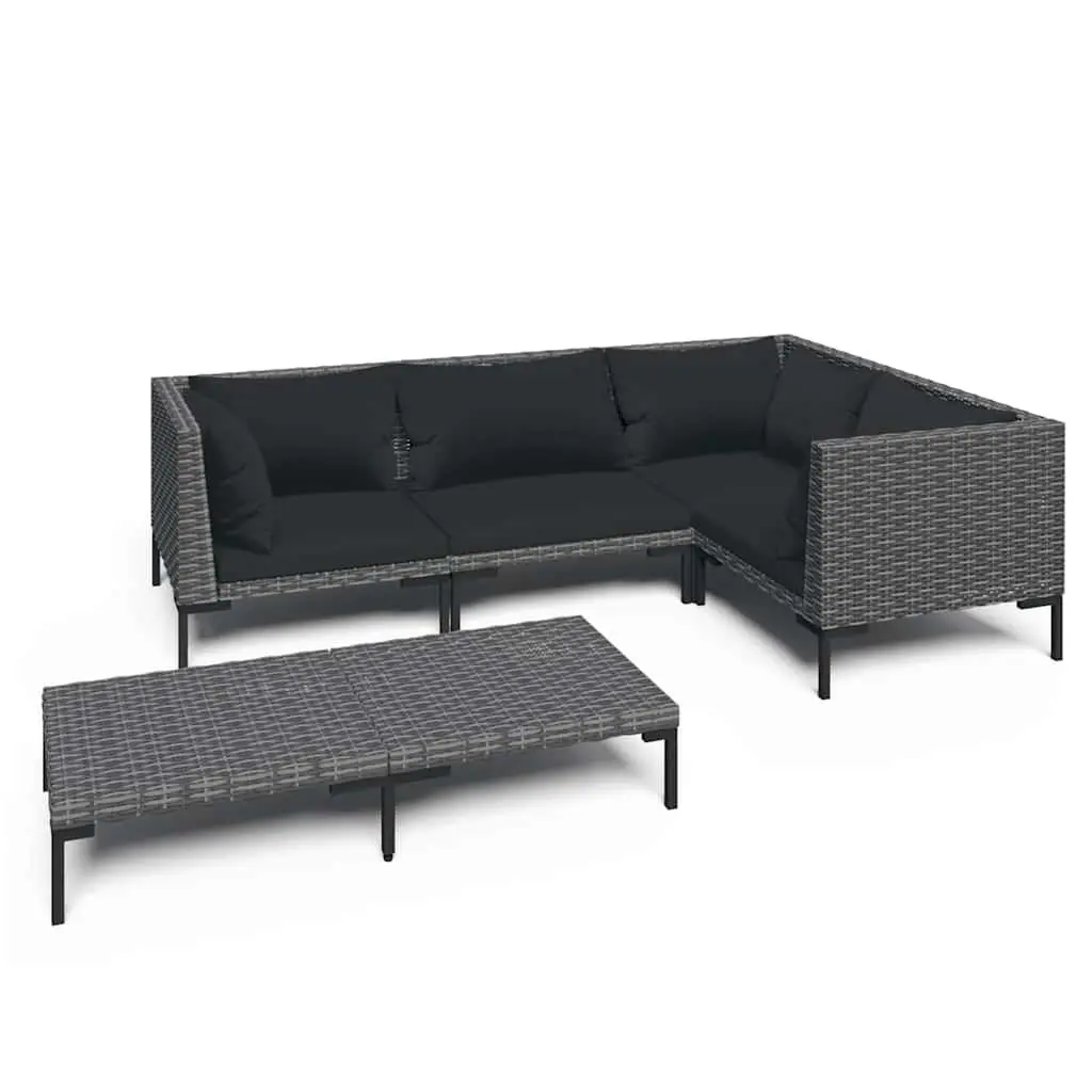 5 Piece Garden Lounge Set Outdoor Patio Furniture Cushions Grey