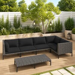 Reliable 6 Piece Garden Lounge Set with Grey Cushions
