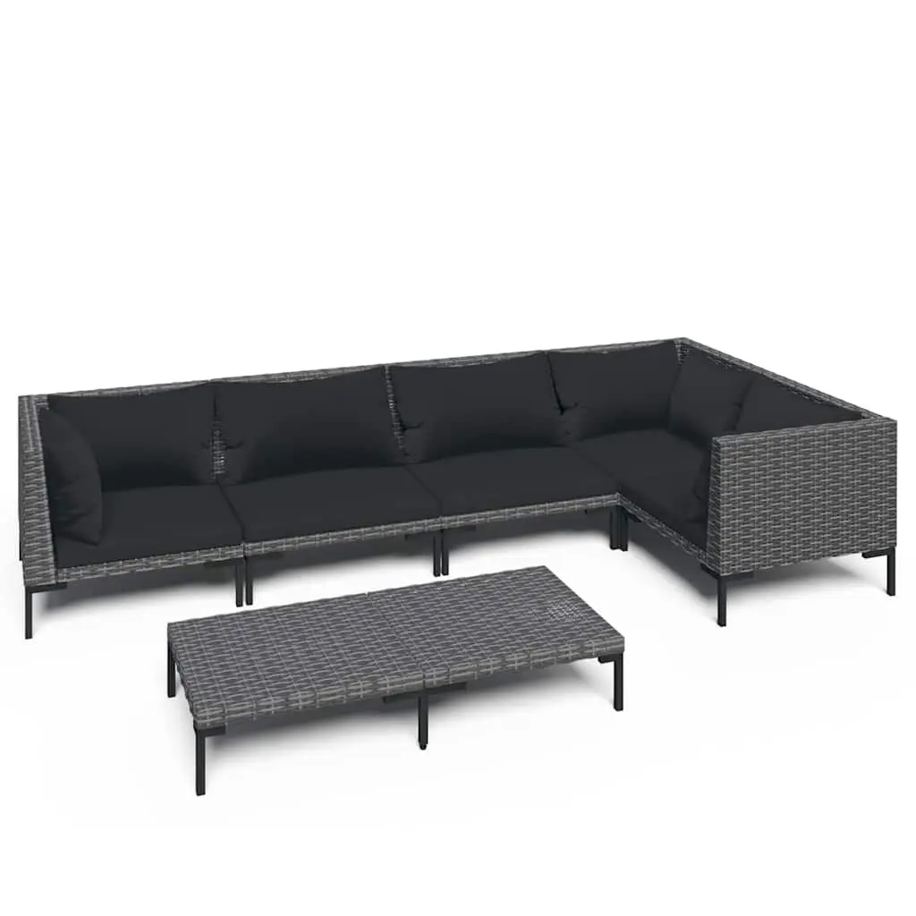 Garden Lounge Set 6 Piece Outdoor Furniture Sofa Grey Cushions
