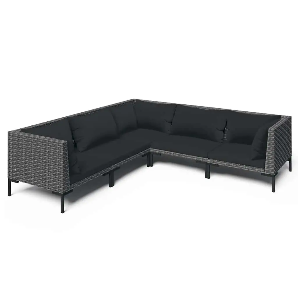 5 Piece Garden Lounge Set Outdoor Patio Furniture Cushions Grey