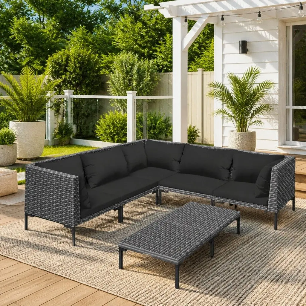 Garden Lounge Set 6 Piece Outdoor Furniture Patio Sofa Grey