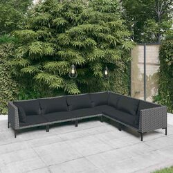 Durable 6-Piece Grey Rattan Outdoor Lounge Set