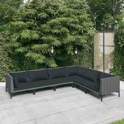 Durable 6-Piece Grey Rattan Outdoor Lounge Set