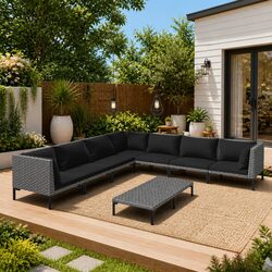 Reliable 8 Piece Garden Lounge Set with Removable Cushions