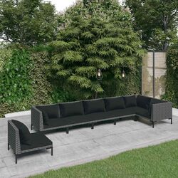 Reliable 7 Piece Garden Lounge Set in Grey with Cushions