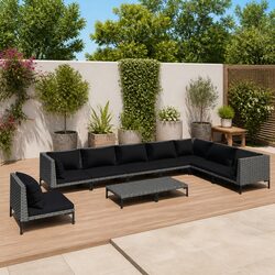 9 Piece Grey Garden Lounge Set: Comfort Meets Durability