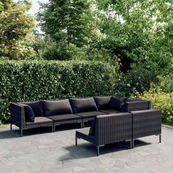 Durable 7-Piece Grey Rattan Lounge Set for Outdoor Enjoyment