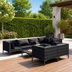 Comfortable 8-Piece Grey Rattan Lounge Set for Your Patio