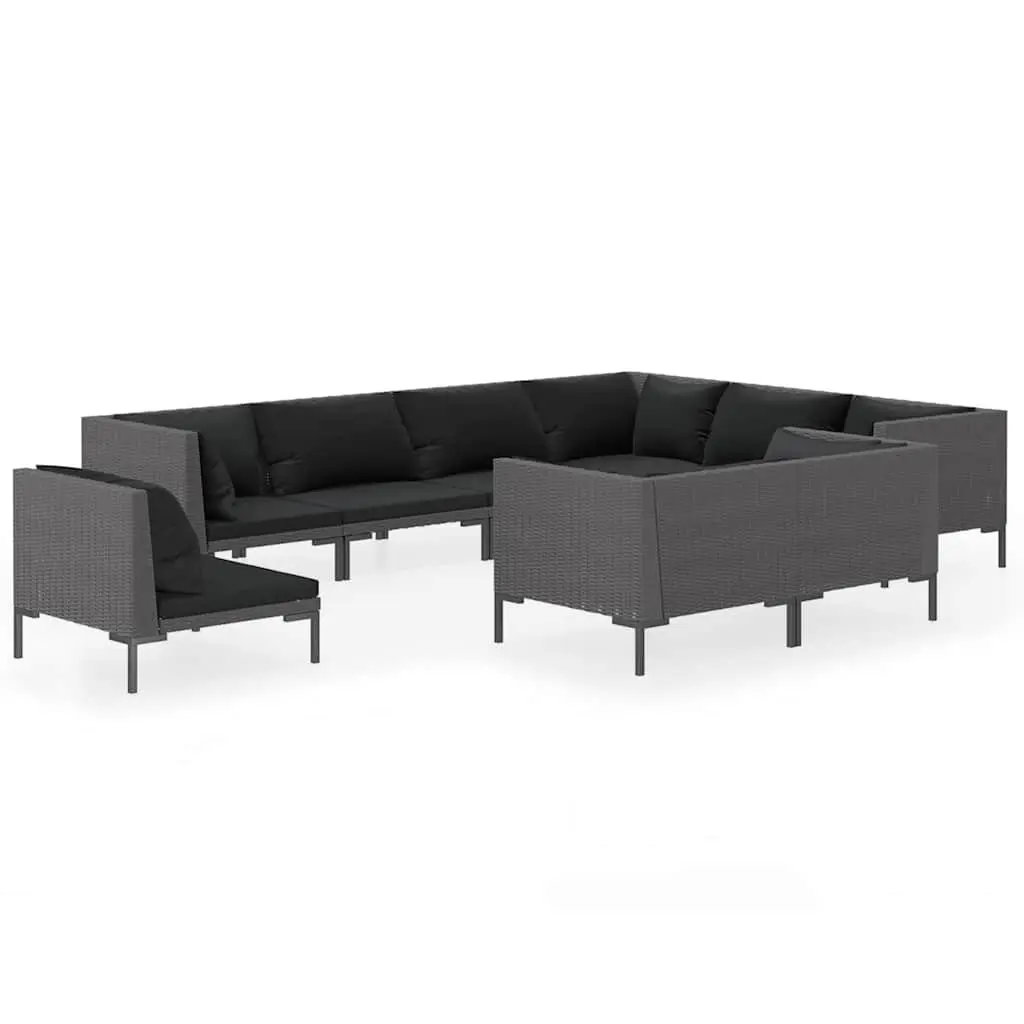 Garden Lounge Set 9 Piece Outdoor Patio Furniture Cushions Pillows Grey