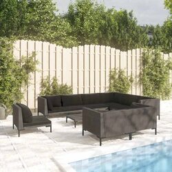 Comfortable and Reliable 10 Piece Garden Lounge Set Grey