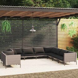 Comfortable 9-Piece Garden Lounge Set - Grey
