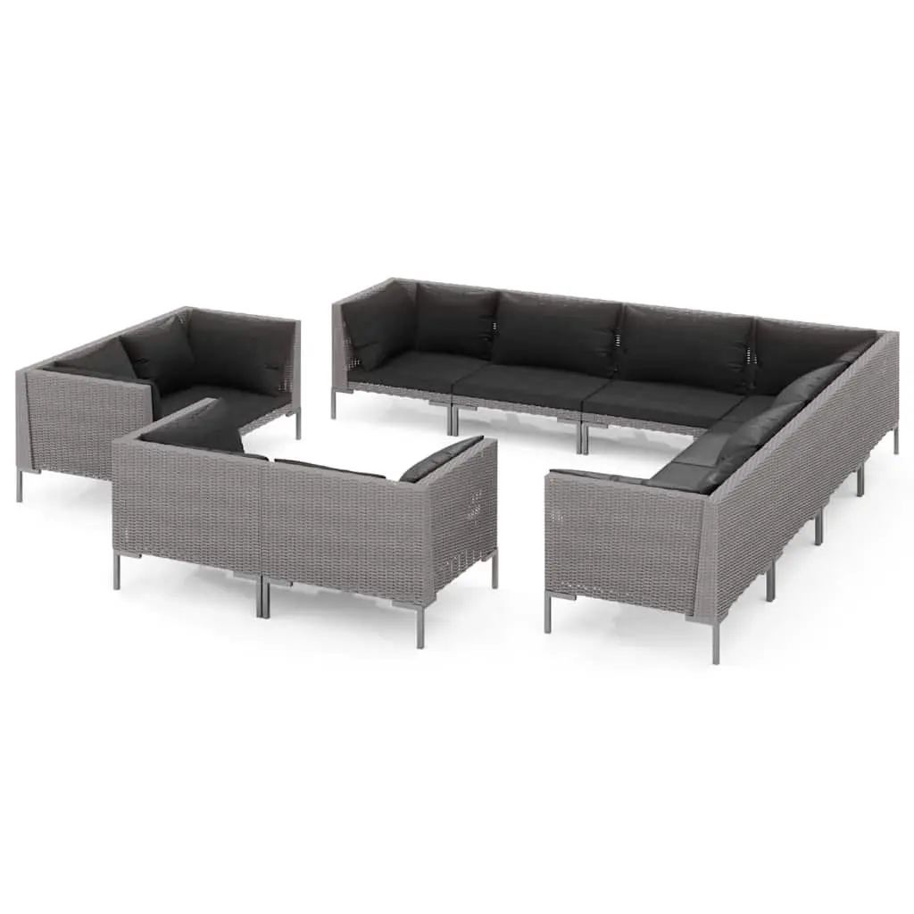 Garden Lounge Set 11 Piece Outdoor Furniture Grey Cushions