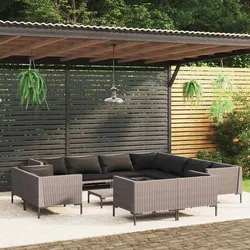 Comfortable 12-Piece Grey Rattan Lounge Set