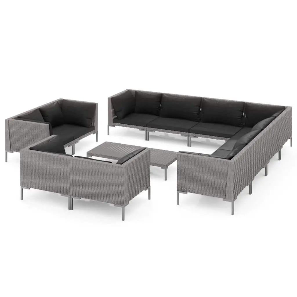 12-Piece Grey Rattan Lounge Set