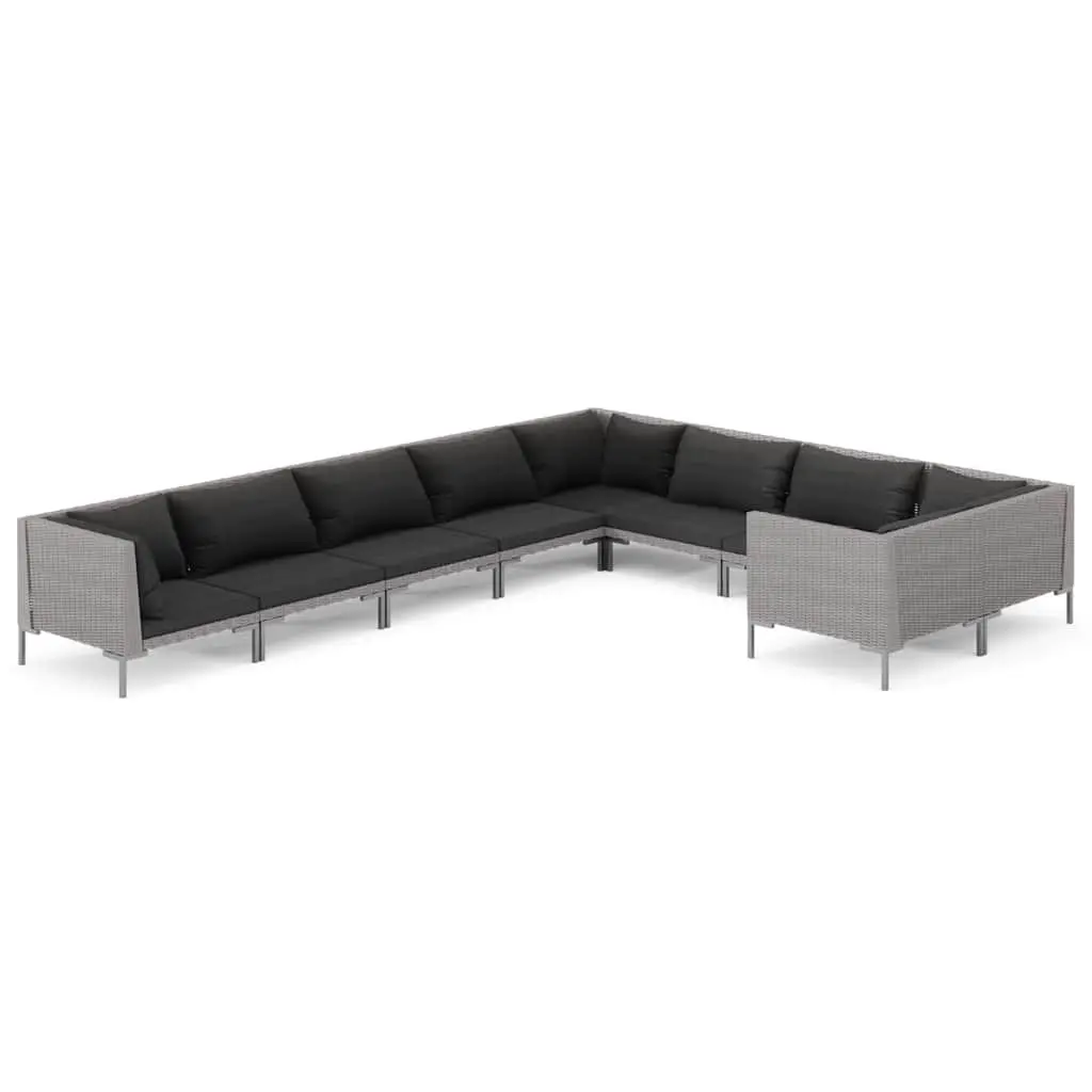 Garden Lounge Set 9 Piece Outdoor Furniture Patio Sofa Grey