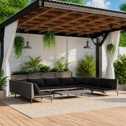 Practical 10-Piece Grey Lounge Set for Outdoor Comfort