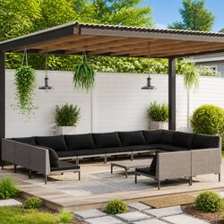 Comfortable 13-Piece Garden Lounge Set in Grey