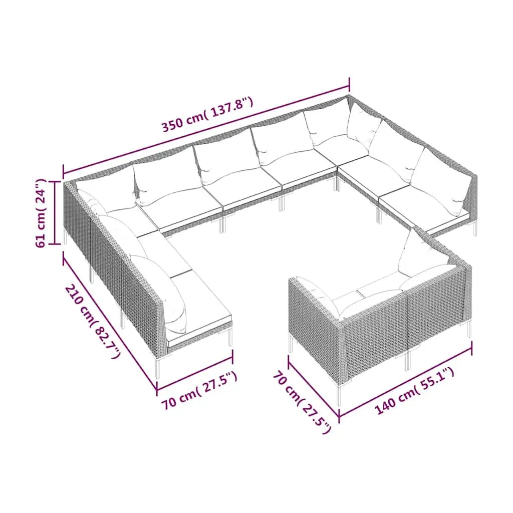 11-Piece Outdoor Lounge Set for Comfort