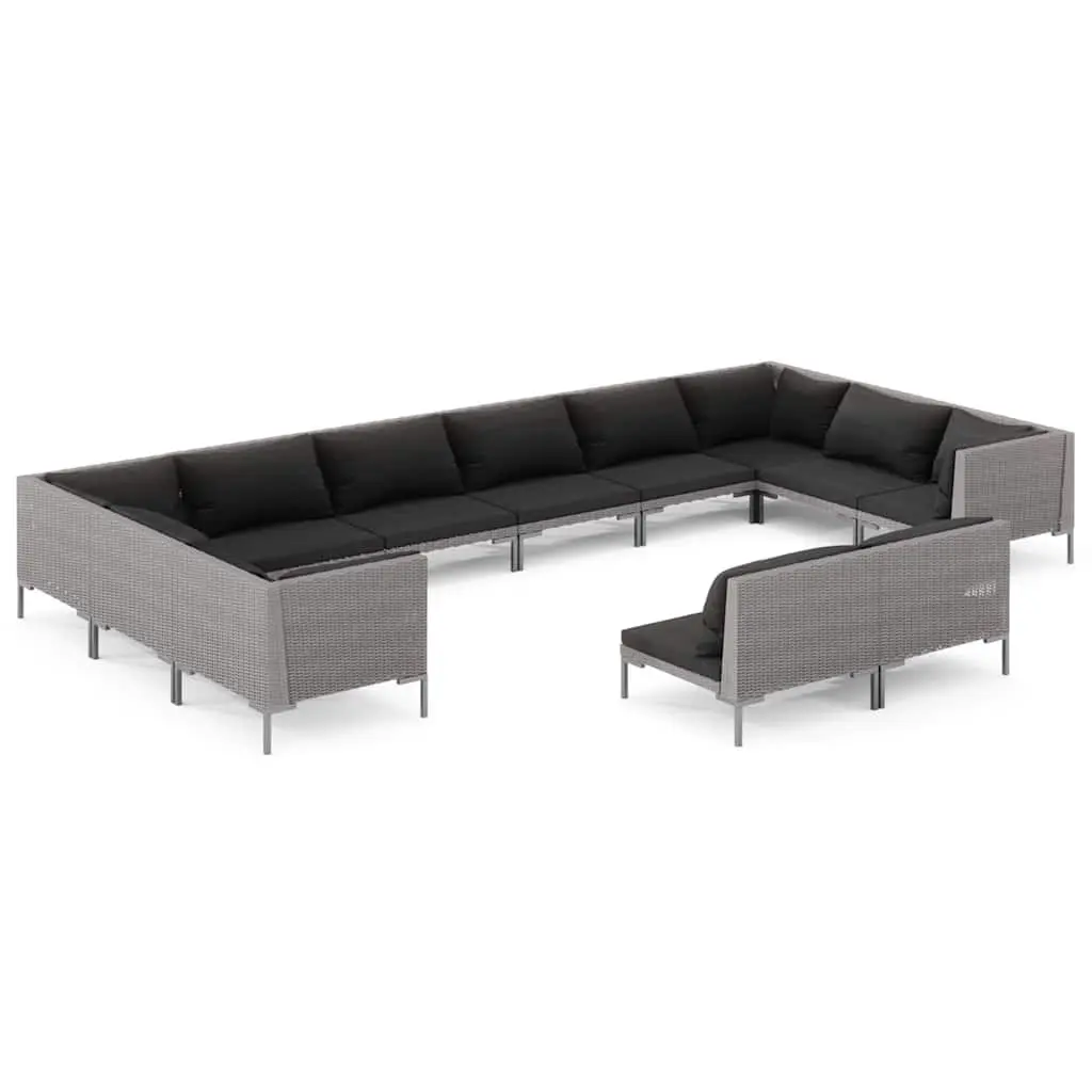 Garden Lounge Set 12 Piece Outdoor Patio Furniture Grey Rattan Sofa