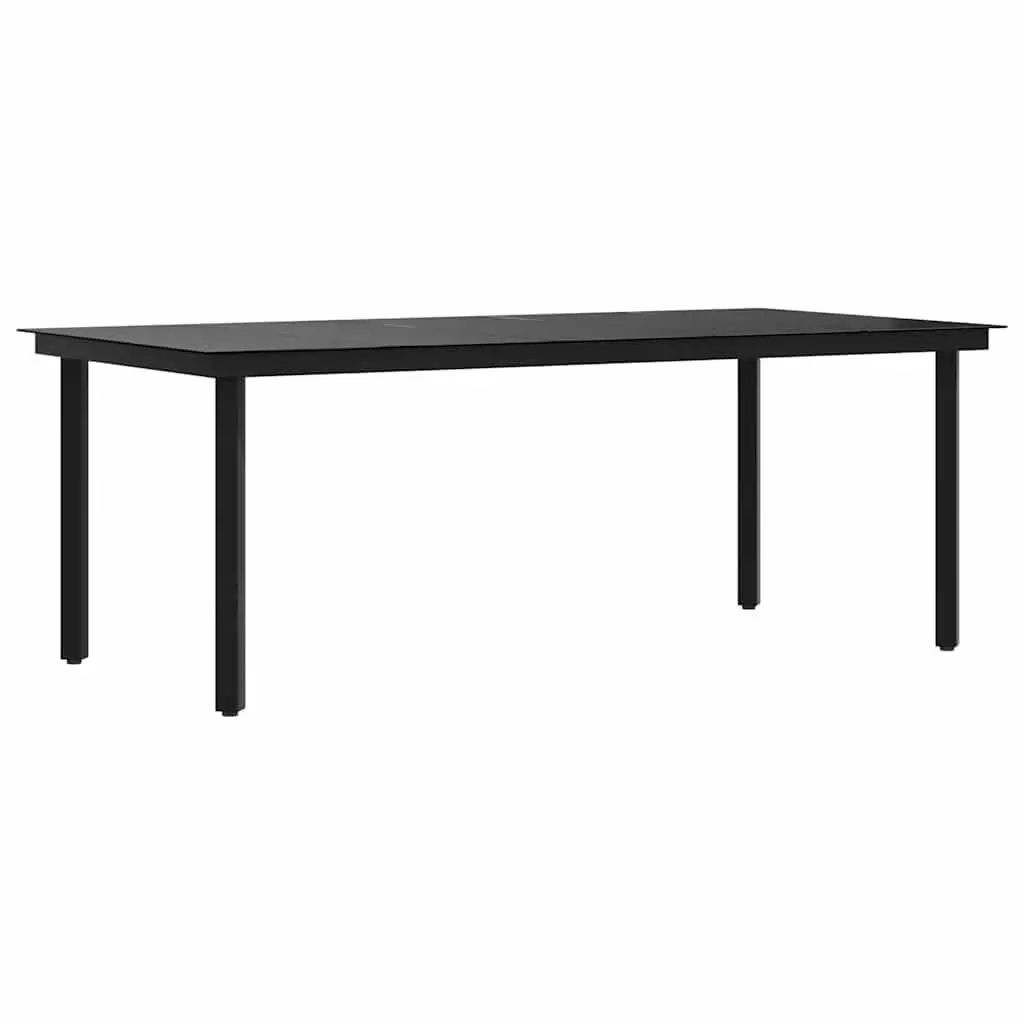 Garden Dining Table Outdoor Use 200 x 100 cm Black Steel Frame Glass Top