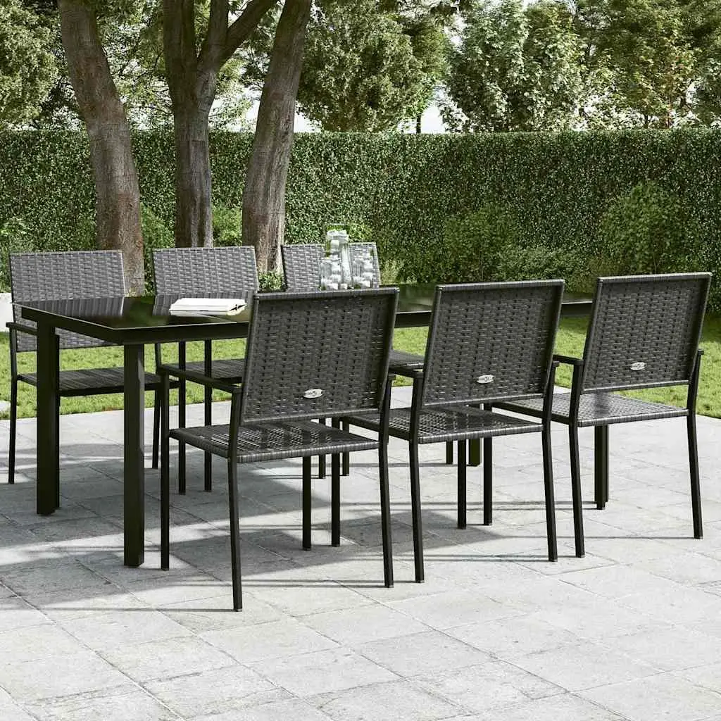 Garden Dining Table Outdoor Use 200 x 100 cm Black Steel Frame Glass Top