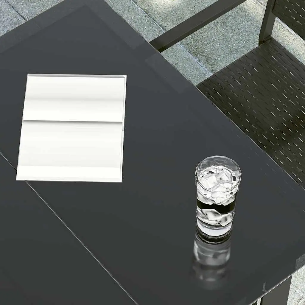 Garden Dining Table Outdoor Use 200 x 100 cm Black Steel Frame Glass Top