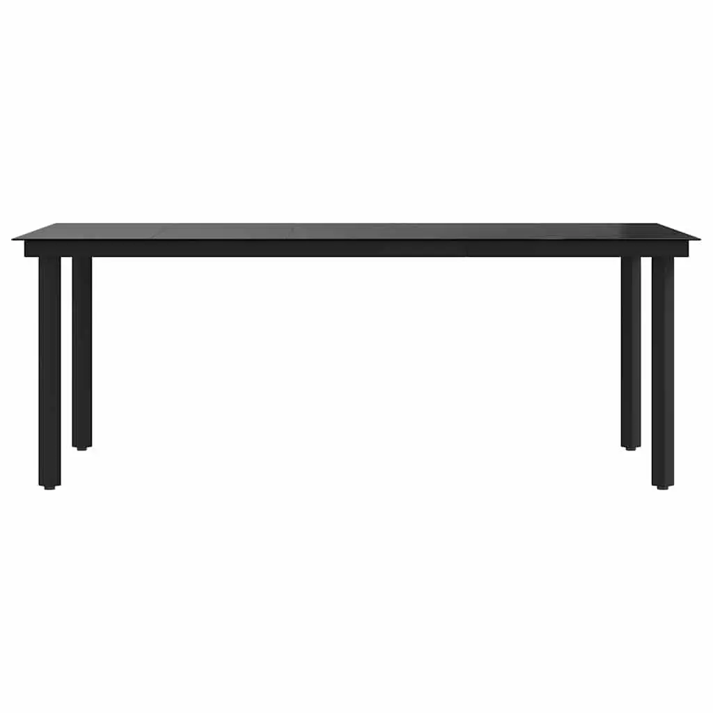 Garden Dining Table Outdoor Use 200 x 100 cm Black Steel Frame Glass Top