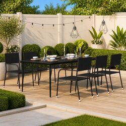 Reliable Black Steel and Glass Outdoor Dining Table