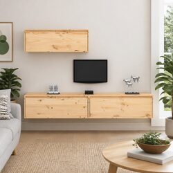 Reliable 3-Piece Floating TV Cabinets in Solid Pine Wood