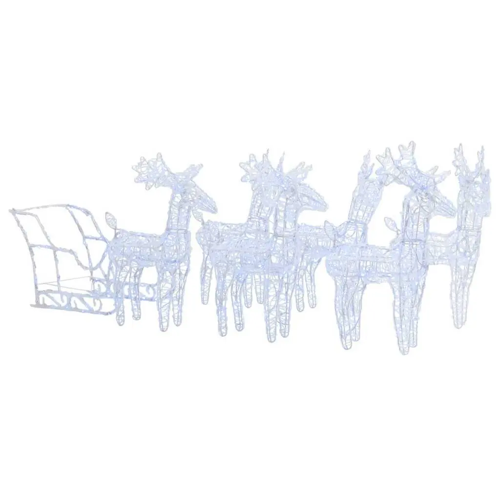 Christmas Lights Decoration Reindeer Sleigh 320 LEDs Cold White Outdoor Yard