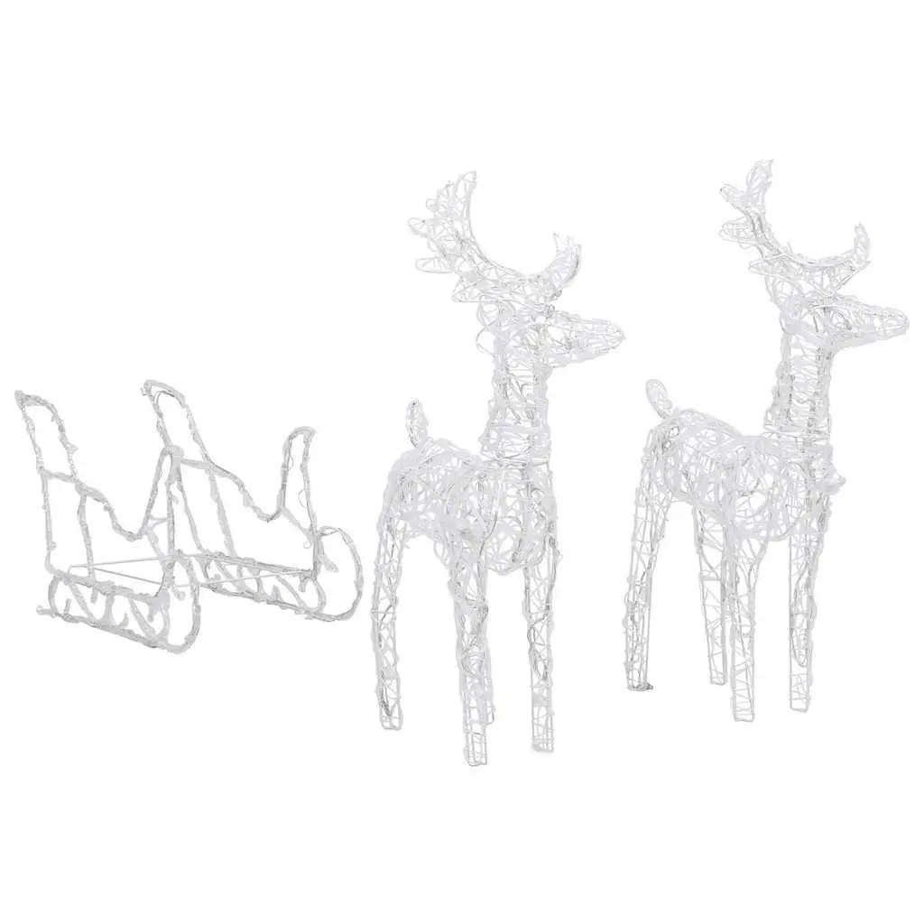 Christmas Lights Decoration Reindeer Sleigh 320 LEDs Cold White Outdoor Yard